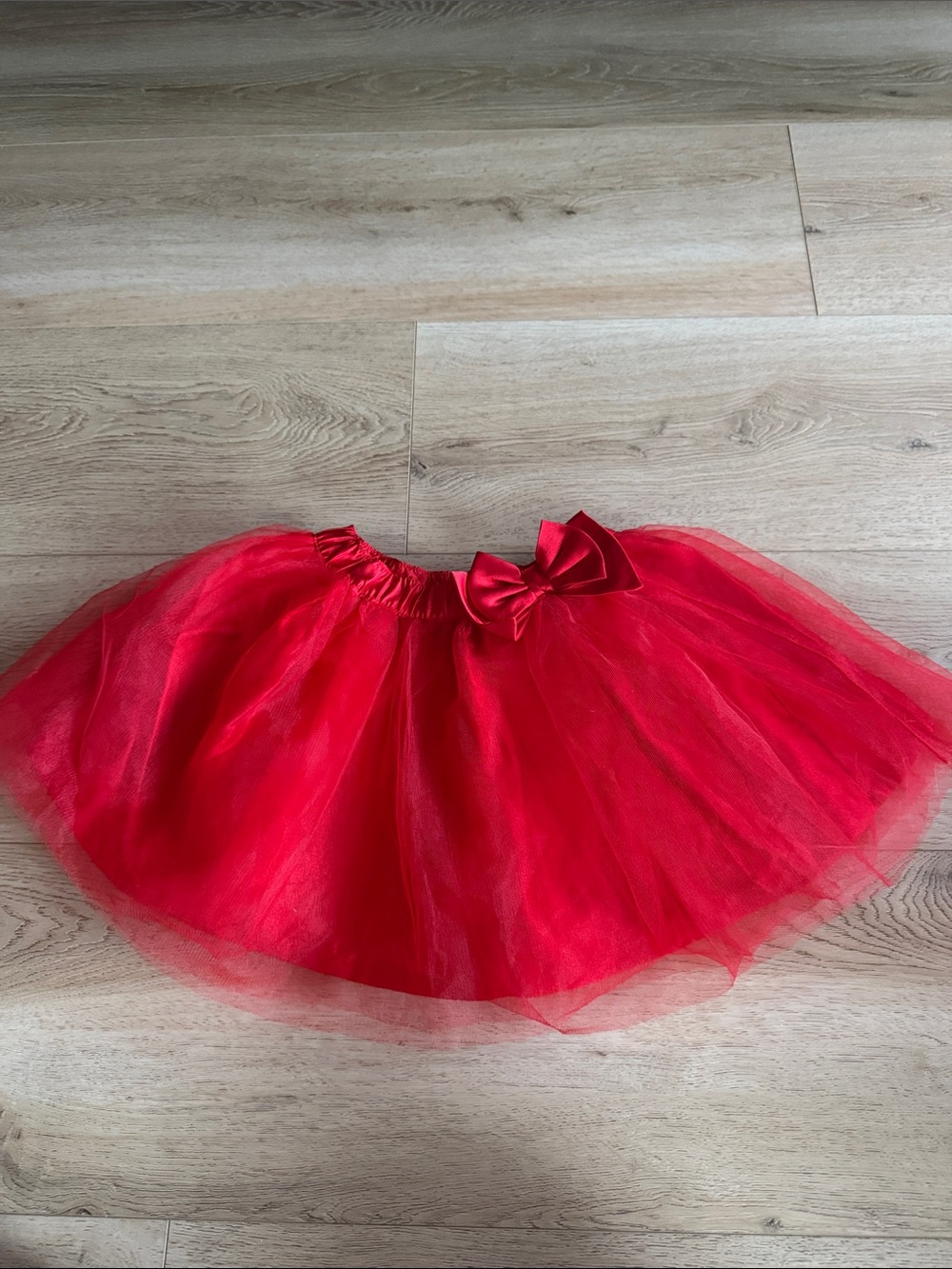 Red Tulle Bow Skirt - Girls 6 Years Flared Tutu